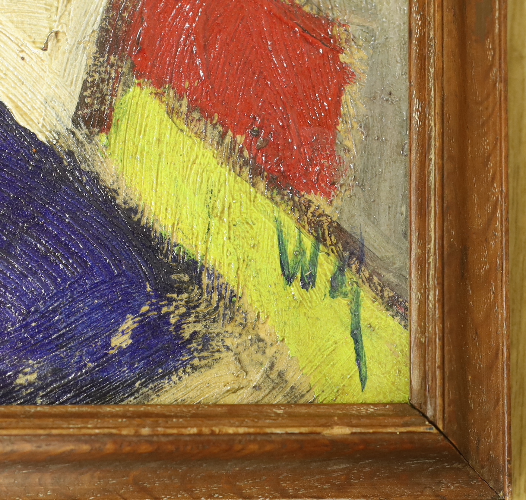 Abstract oil on board, Geometric shapes, 60 x 46cm